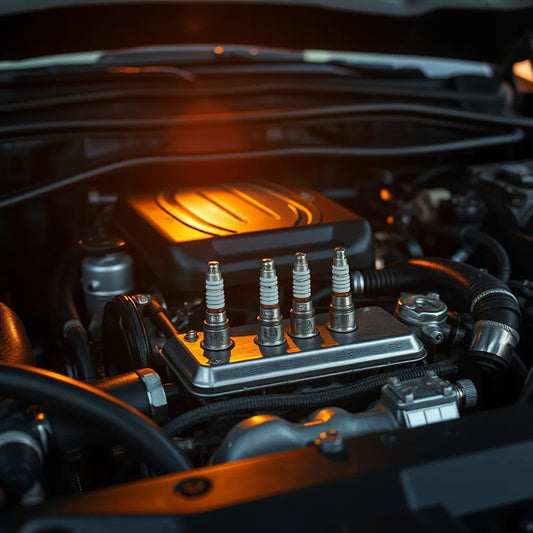 Clean engine bay showing spark plug area and intake components under soft lighting
