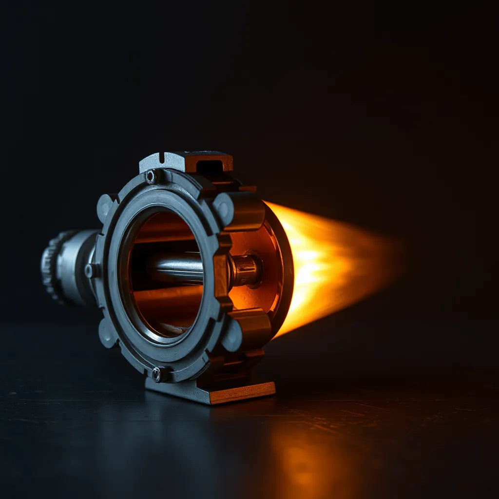 Cross-section of a combustion chamber showing plasma-assisted ignition and a stable glowing flame