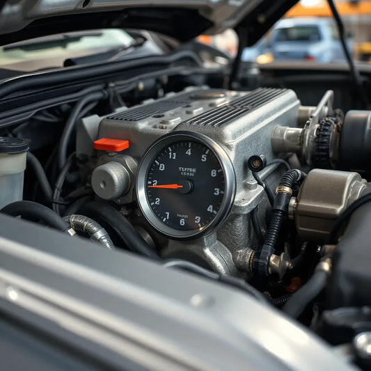 Close-up of performance engine components with subtle motion blur suggesting strong low-end torque response